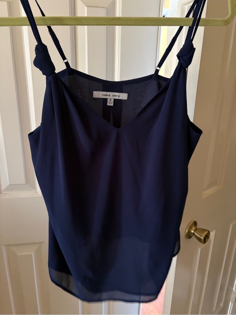 Naked Zebra Dark Navy V-Neck Knot Strap Camisole